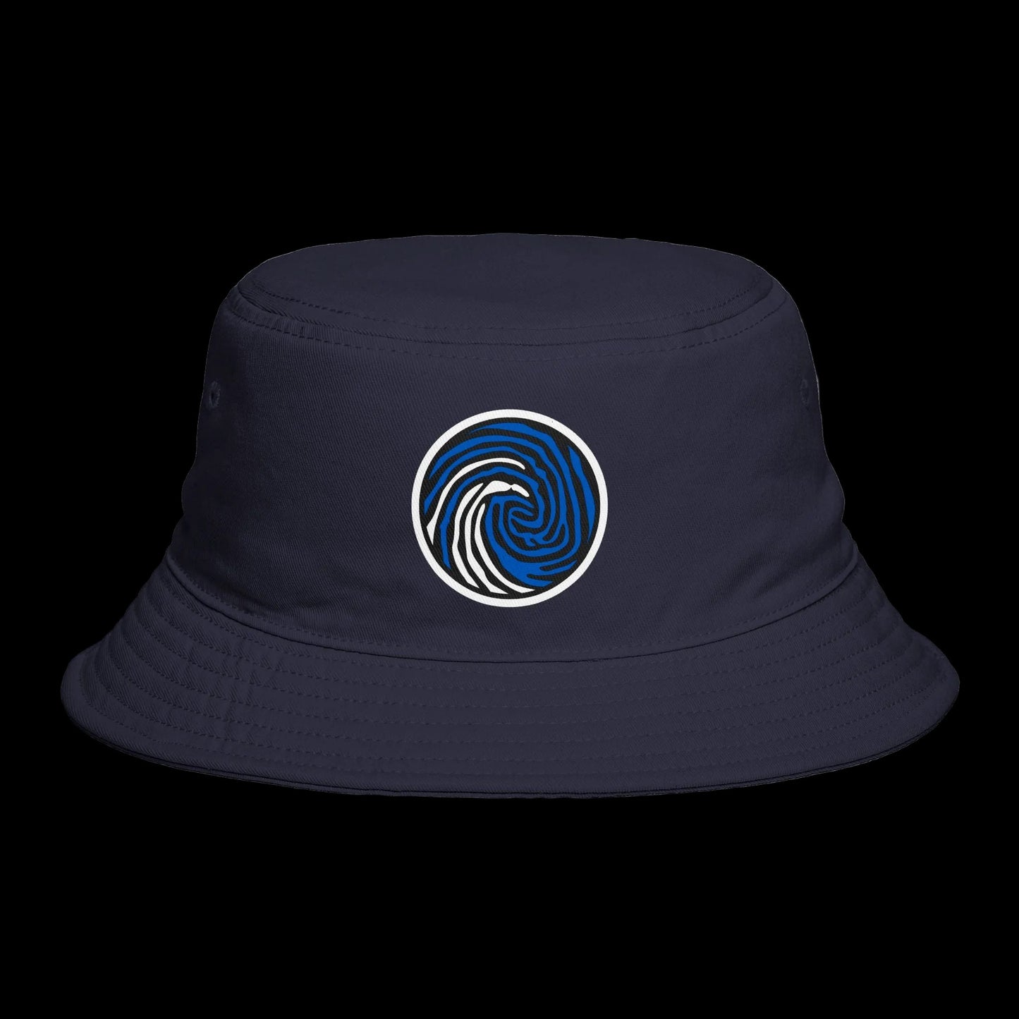 Crazy Fingers Deisgn Blue Wave Emblem Bucket Hat — Casual Surf-Inspired Sun Hat