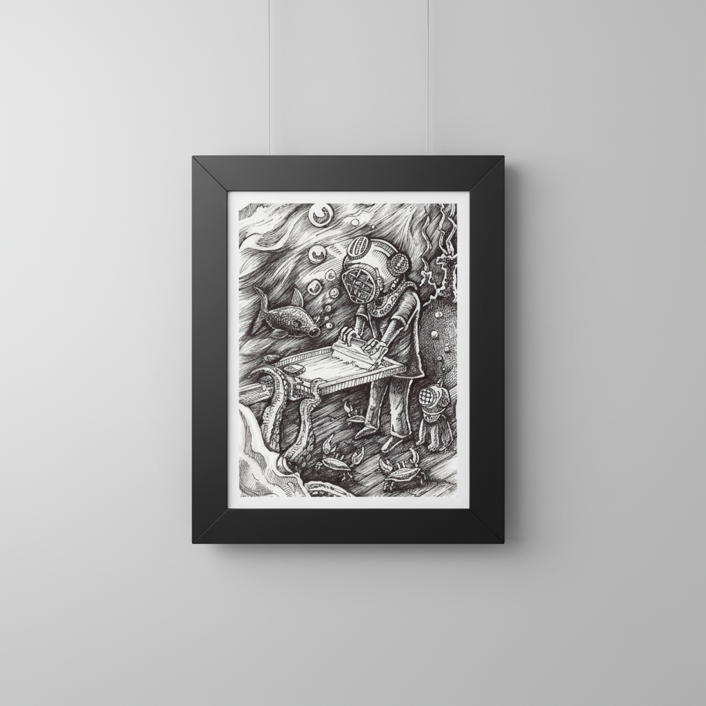 Crazy Fingers Design Screen Printing - Location, Location, Location — Surreal Underwater Art Print