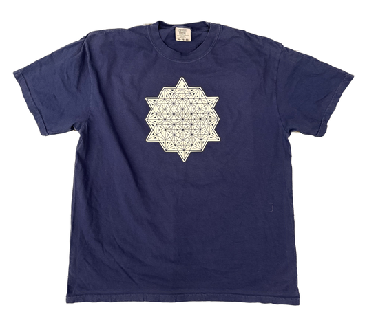 Comfort Colors Midnight Blue T-Shirt – Grid of Life Sacred Geometry Screen Print