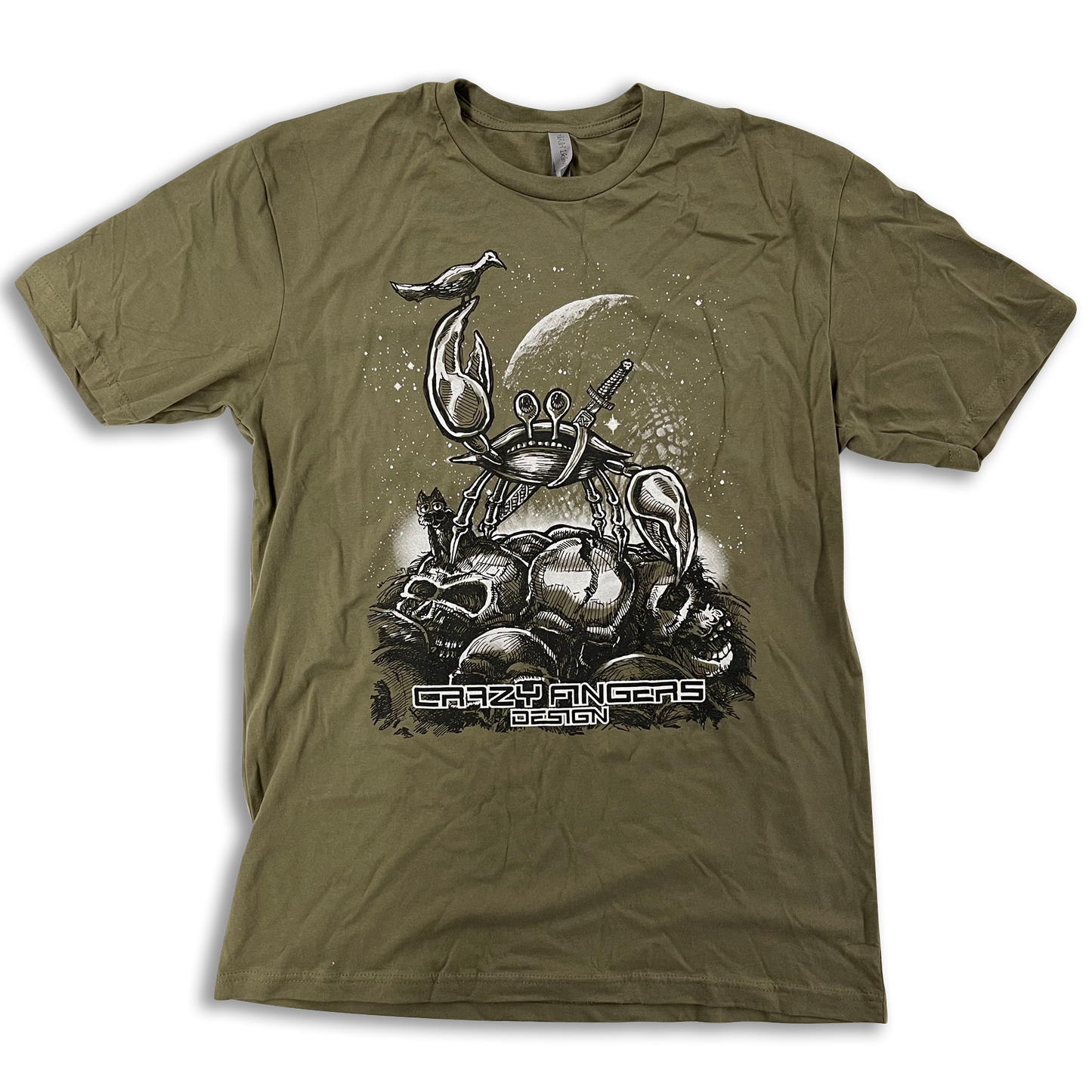 Crazy Fingers Survival Crab Graphic T-Shirt