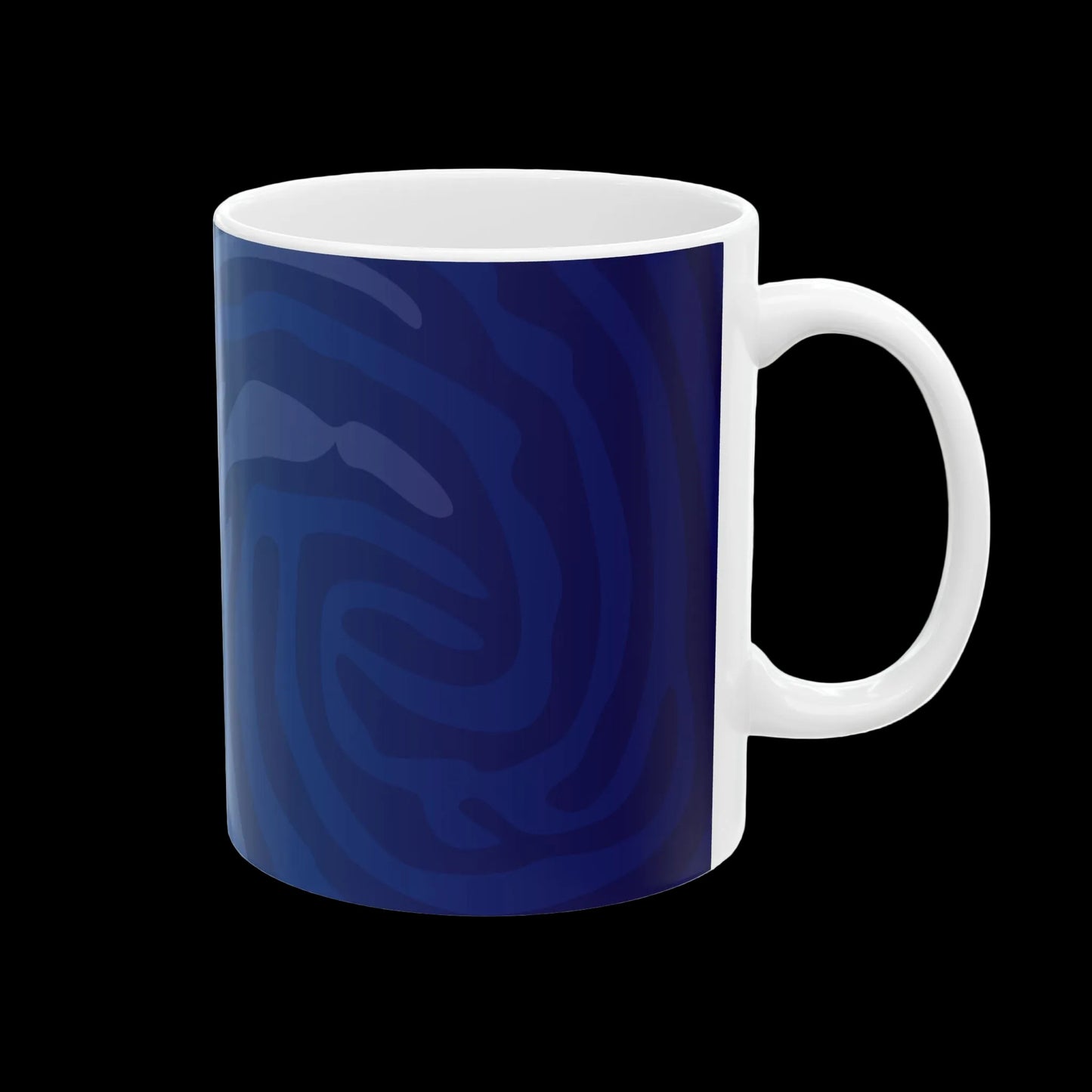 Crazy Fingers Design Blue Fingerprint Logo Mug – Personalized Wae Tech Coffee Cup (11oz, 15oz)