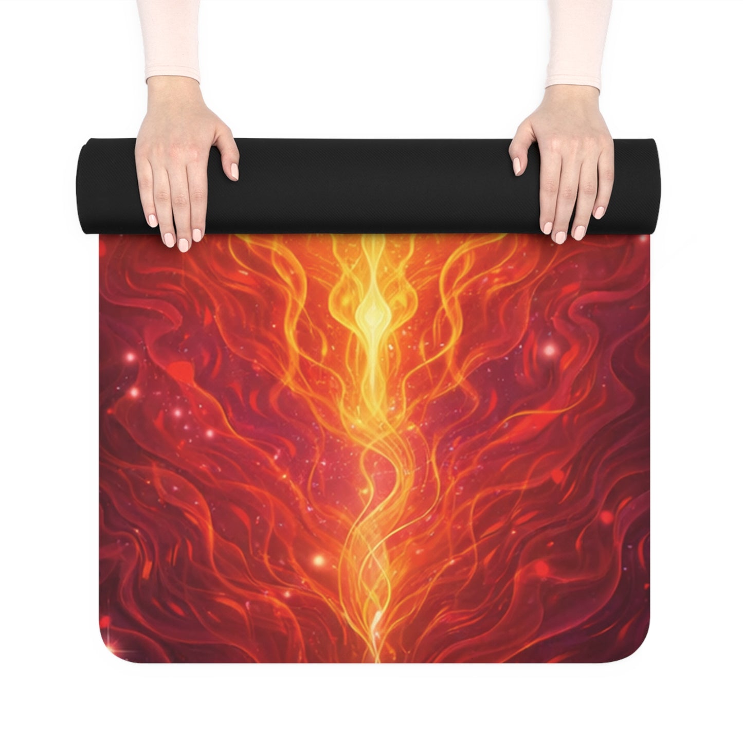 Solar Flow Yoga Mat – Psychedelic Mandala Meditation Mat, Warm Energy Chakra Alignment Mat, Non Slip Rubber Yoga Mat
