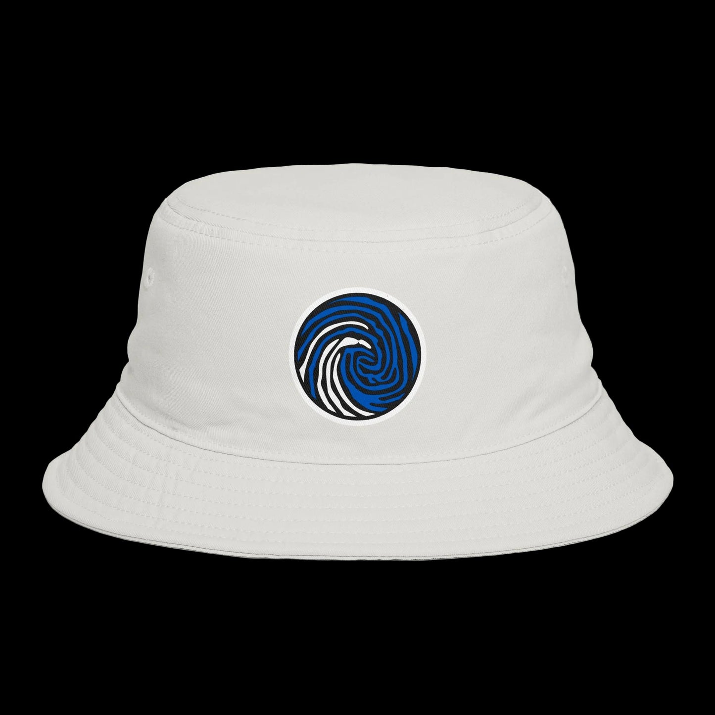 Crazy Fingers Deisgn Blue Wave Emblem Bucket Hat — Casual Surf-Inspired Sun Hat