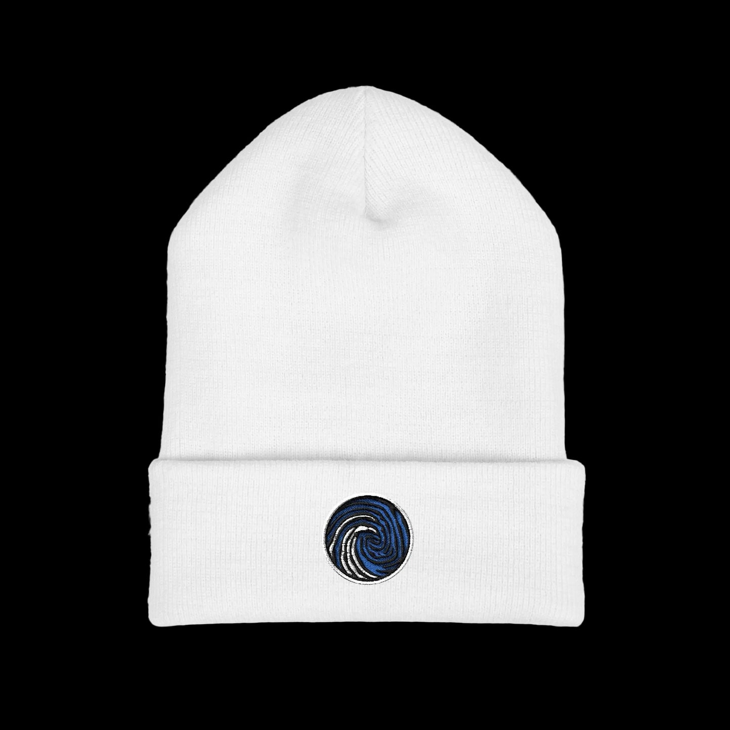 white crazy fingers design beanie newport ri
