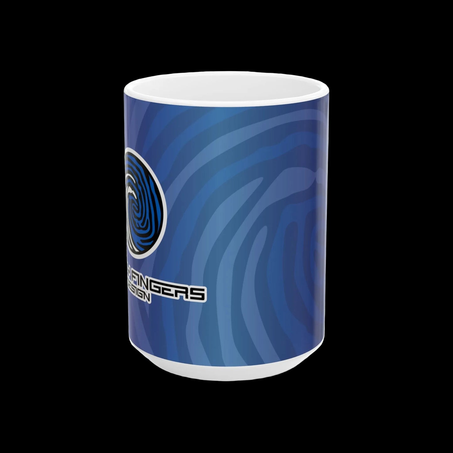 Crazy Fingers Design Blue Fingerprint Logo Mug – Personalized Wae Tech Coffee Cup (11oz, 15oz)