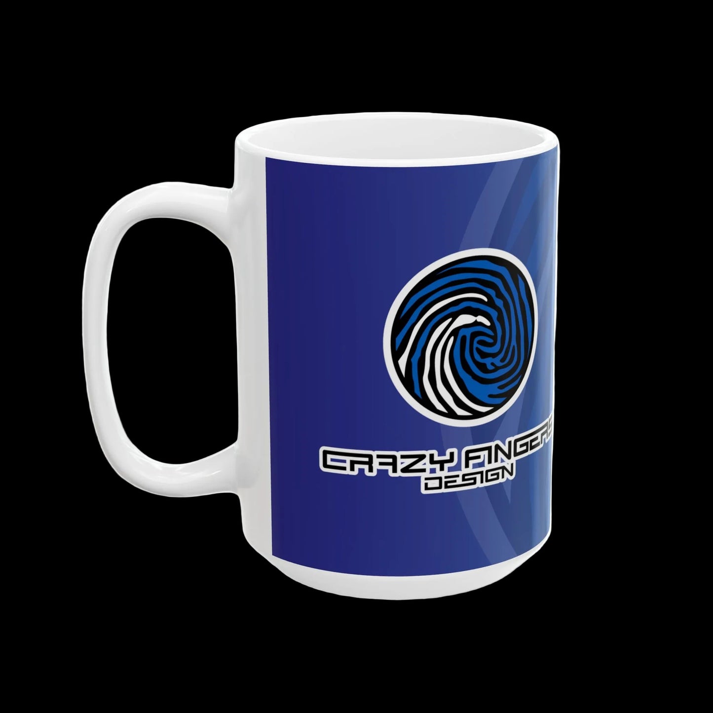 Crazy Fingers Design Blue Fingerprint Logo Mug – Personalized Wae Tech Coffee Cup (11oz, 15oz)