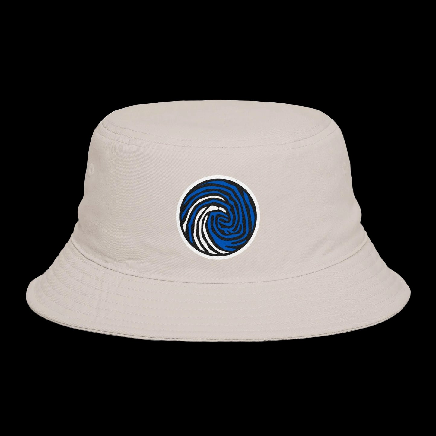 Crazy Fingers Deisgn Blue Wave Emblem Bucket Hat — Casual Surf-Inspired Sun Hat