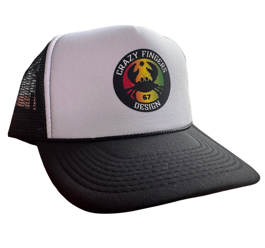 Crazy Fingers Crab Logo Snapback Trucker Hat – Retro Mesh Cap