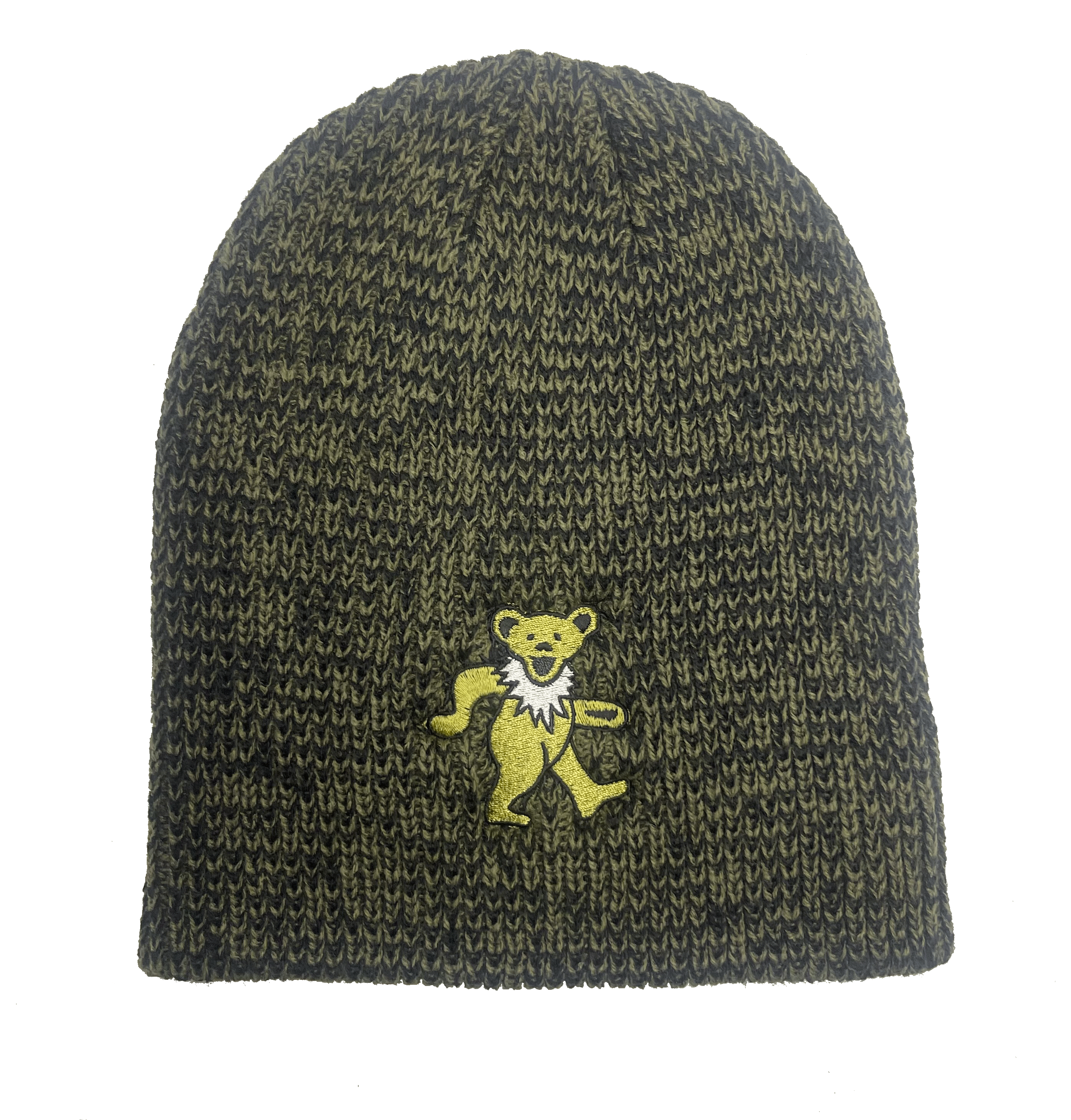 Big Accessories Ribbed Marble Beanie with Embroidered Dancing Bear Logo