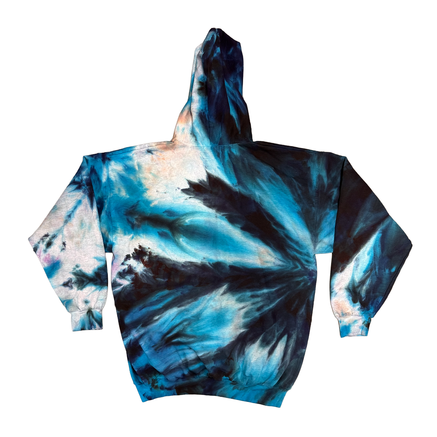 Midnight Current Tie-Dye Pullover Hoodie – Handmade One-of-One – Size 2XL
