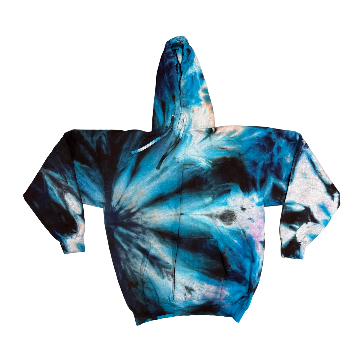 Midnight Current Tie-Dye Pullover Hoodie – Handmade One-of-One – Size 2XL