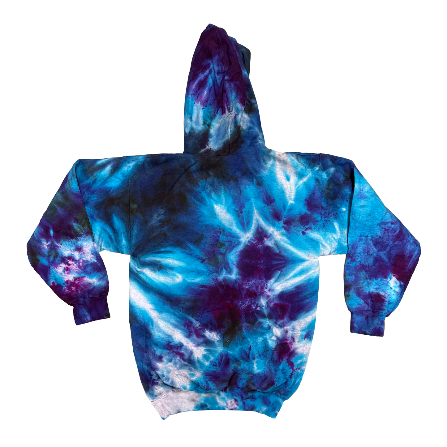 Aurora Burst Tie-Dye Pullover Hoodie – Handmade One-of-One – Size Medium