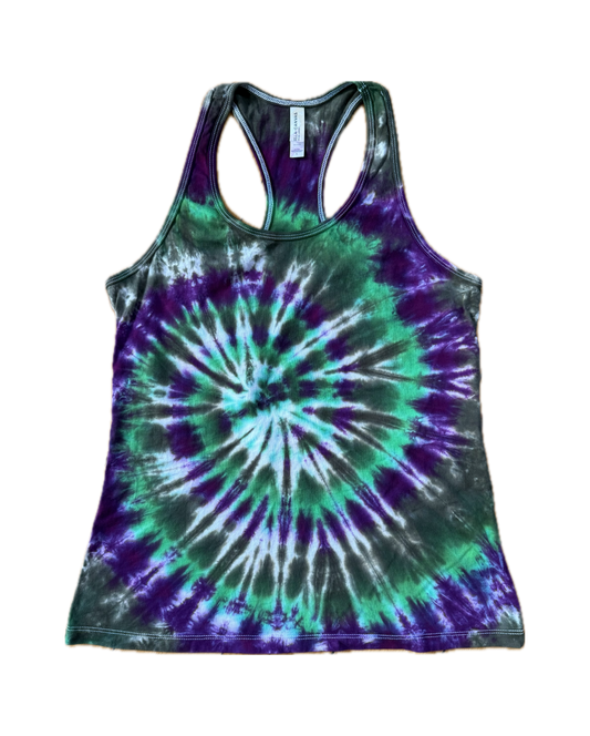 One-of-a-kind cotton tie-dye racerback tank  – Women's Large