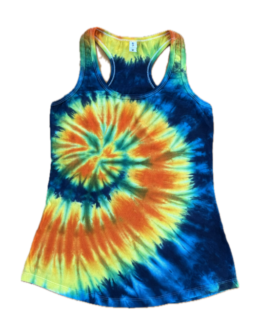 One-of-a-kind cotton tie-dye racerback tank  – Women's Small