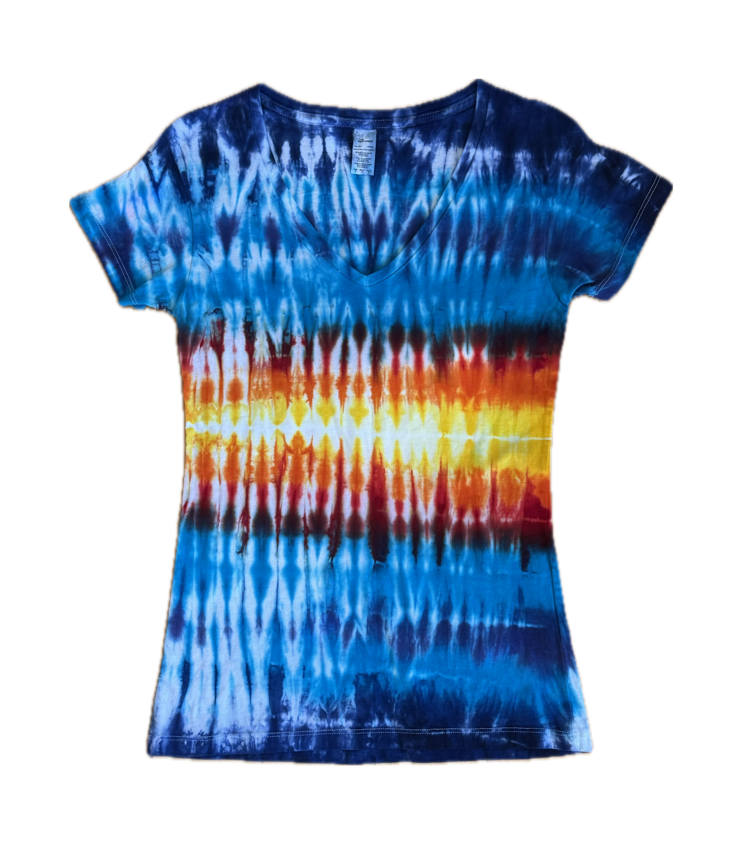 One-of-a-kind cotton tie-dye short sleeve v-neck tee  – Women's Small