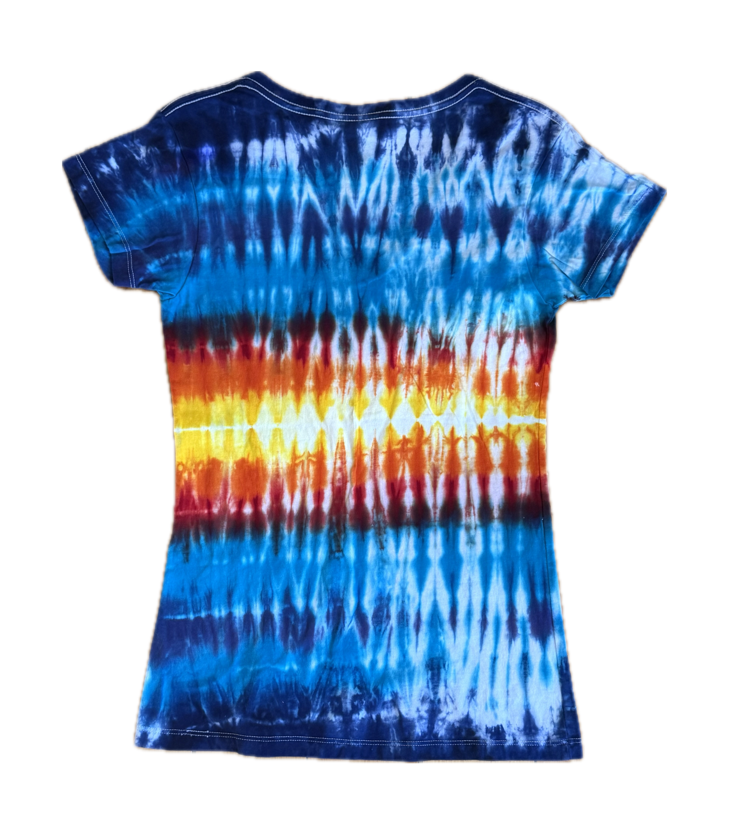 One-of-a-kind cotton tie-dye short sleeve v-neck tee  – Women's Small