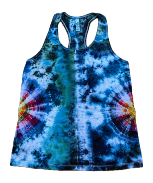 One-of-a-kind cotton tie-dye racerback tank  – Women's XL