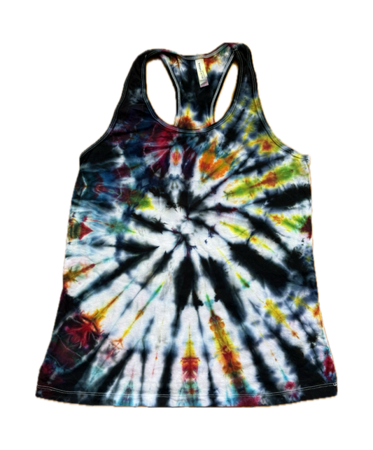 One-of-a-kind cotton tie-dye racerback tank  – Women's Large