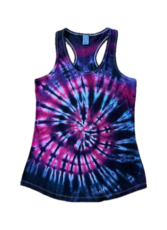 One-of-a-kind cotton tie-dye racerback tank  – Women's Large