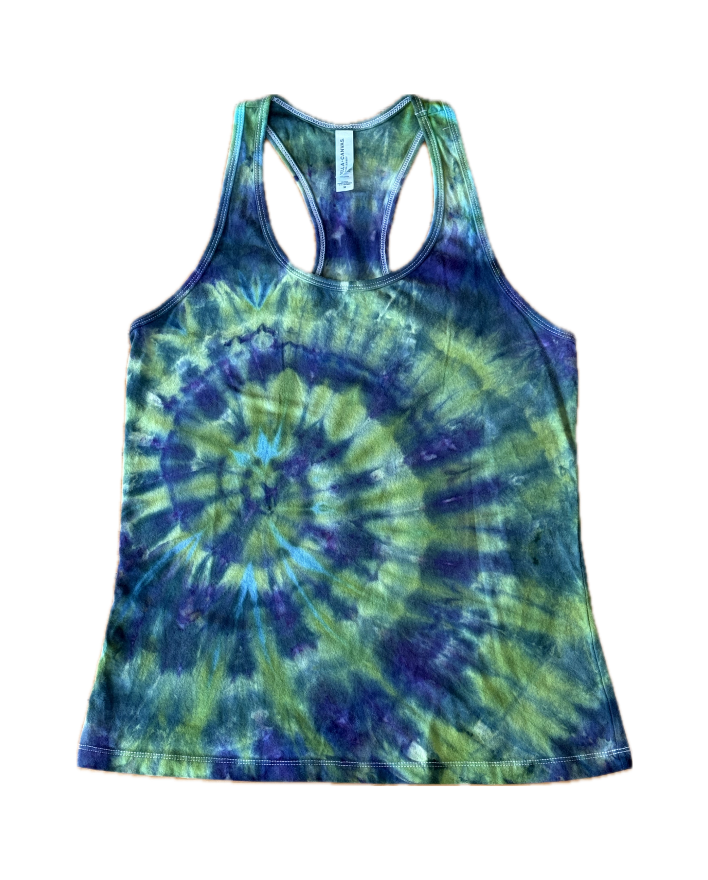 One-of-a-kind cotton ice dye, tie-dye racerback tank  – Women's Medium
