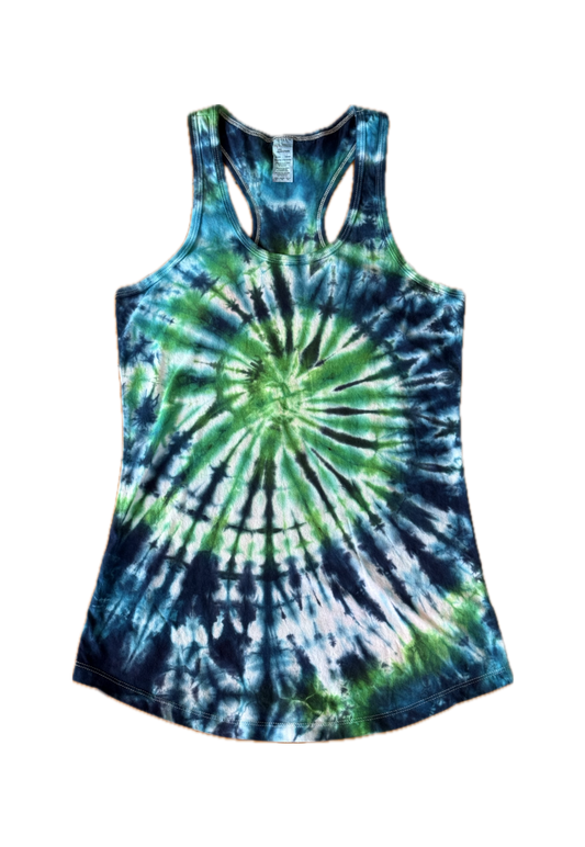 One-of-a-kind cotton tie-dye racerback tank  – Women's XL