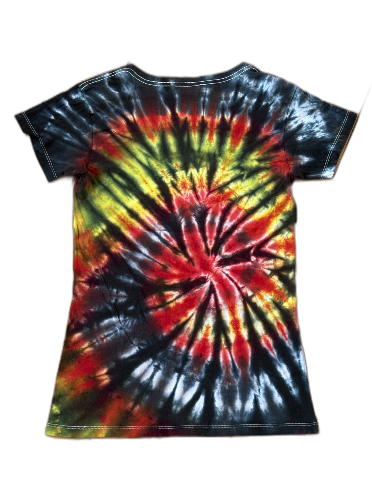One-of-a-kind cotton tie-dye short sleeve v-neck tee  – Women's Small