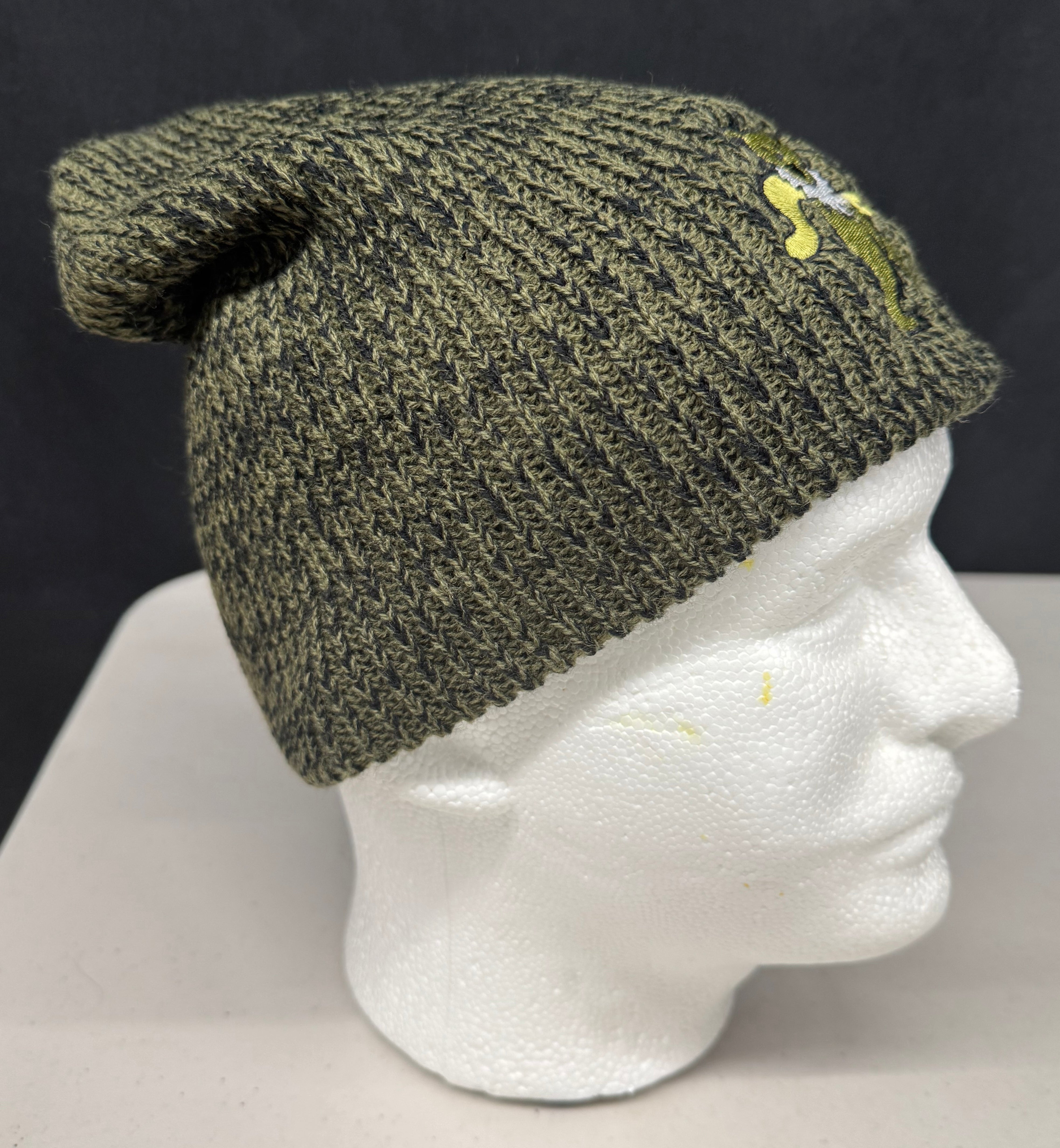 Big Accessories Ribbed Marble Beanie with Embroidered Dancing Bear Logo