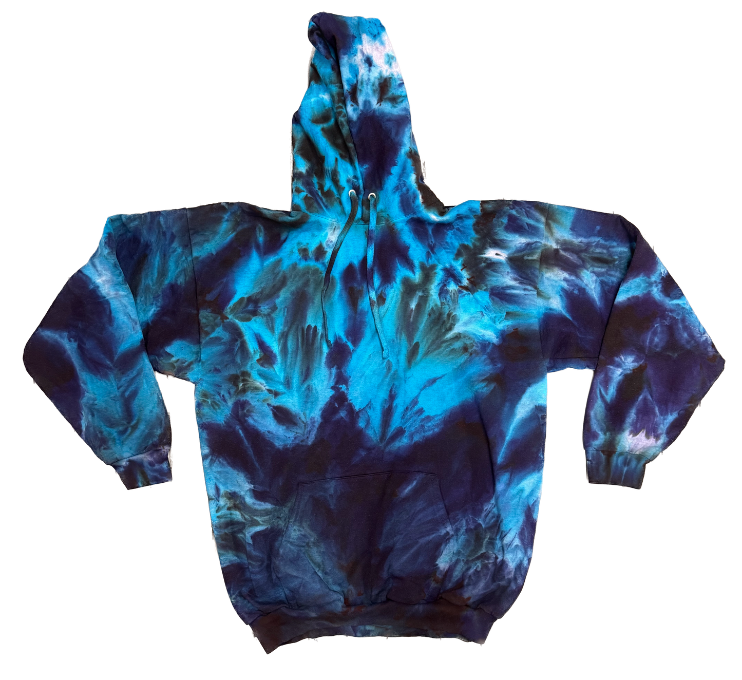 Blue Nebula Tie Dye Hoodie – XL Hand Dyed Heavyweight Pullover