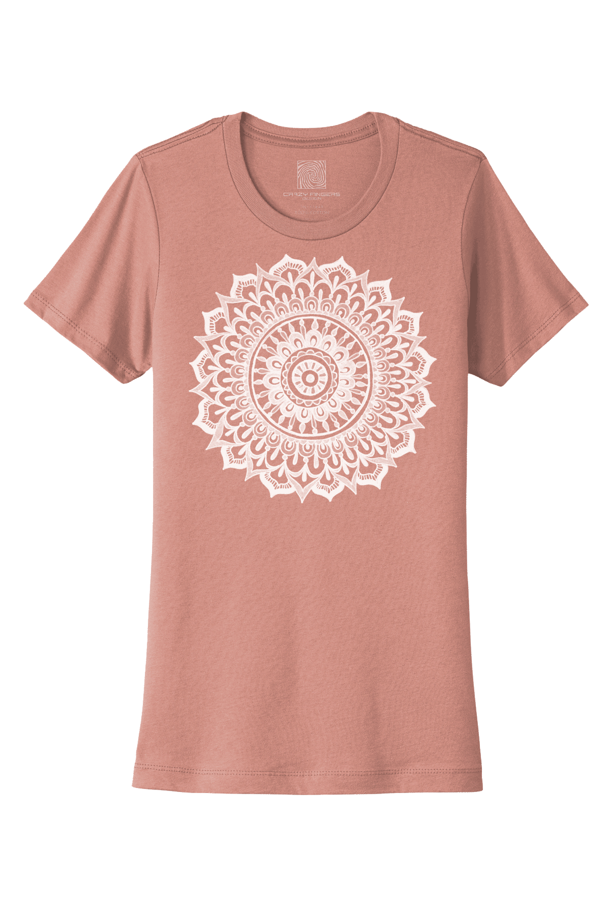 Lightweight Mandala Tee, 100% Cotton Short Sleeve Fitted Women's T-Shirt, Henna Lotus Design