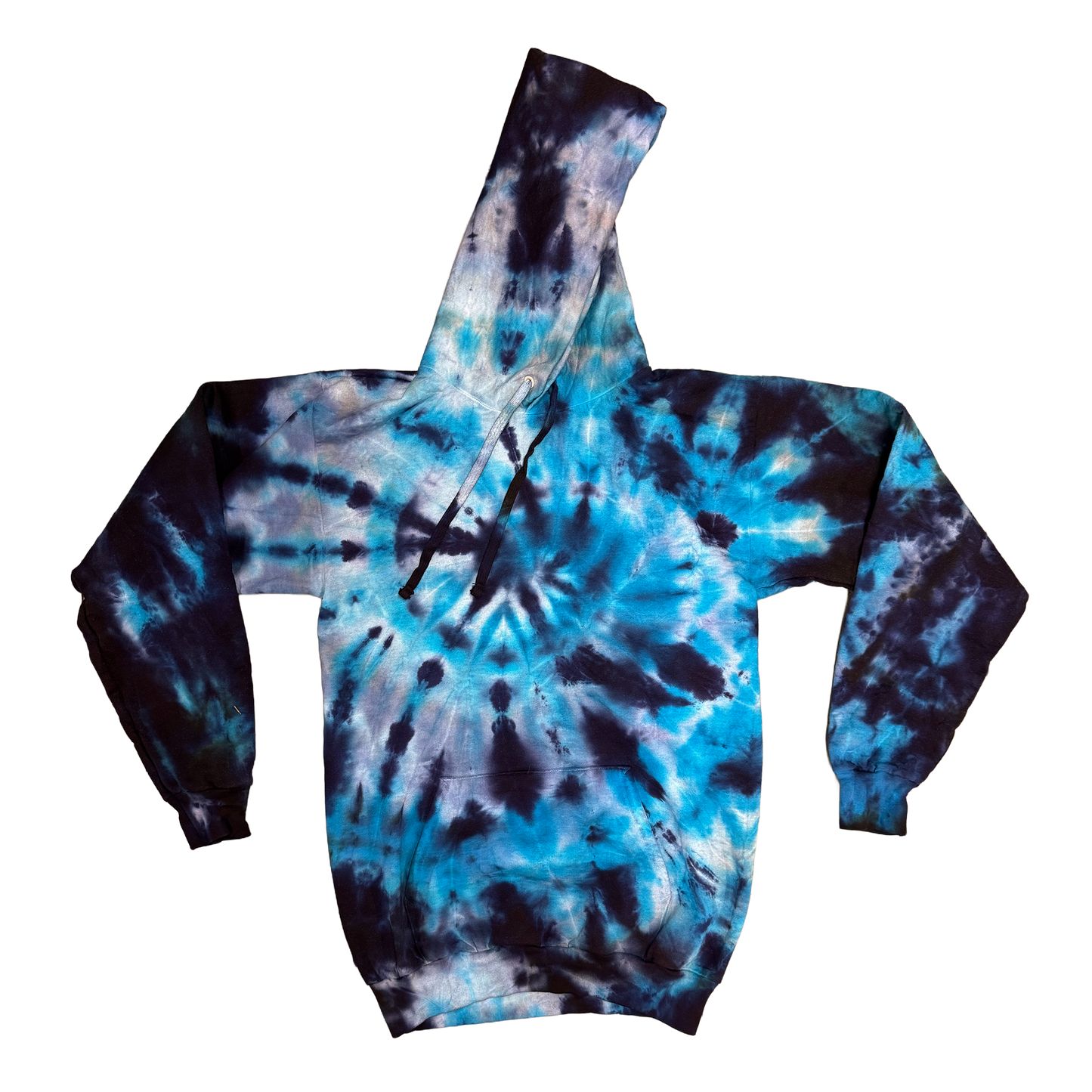 Arctic Storm Tie-Dye Pullover Hoodie – Handmade One-of-One – Size Small