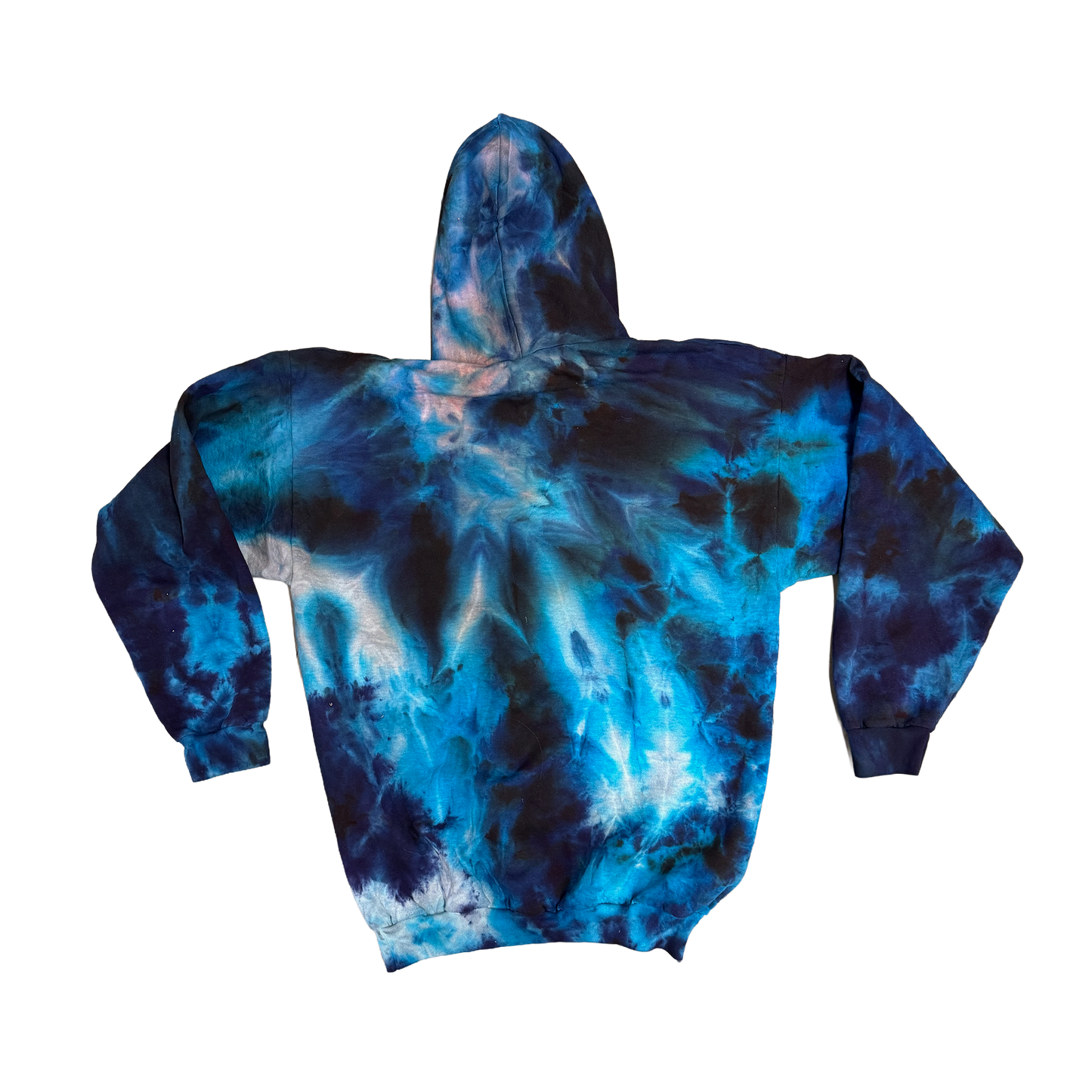 Blue Nebula Tie-Dye Pullover Hoodie – Handmade One-of-One – Size XL