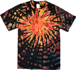 ✨ A bold shirt for a bold personality—your tie-dye is truly one of a kind. Handmade Spiral Tie-Dye T-Shirt – Small (Red, Gold & Black Burst)