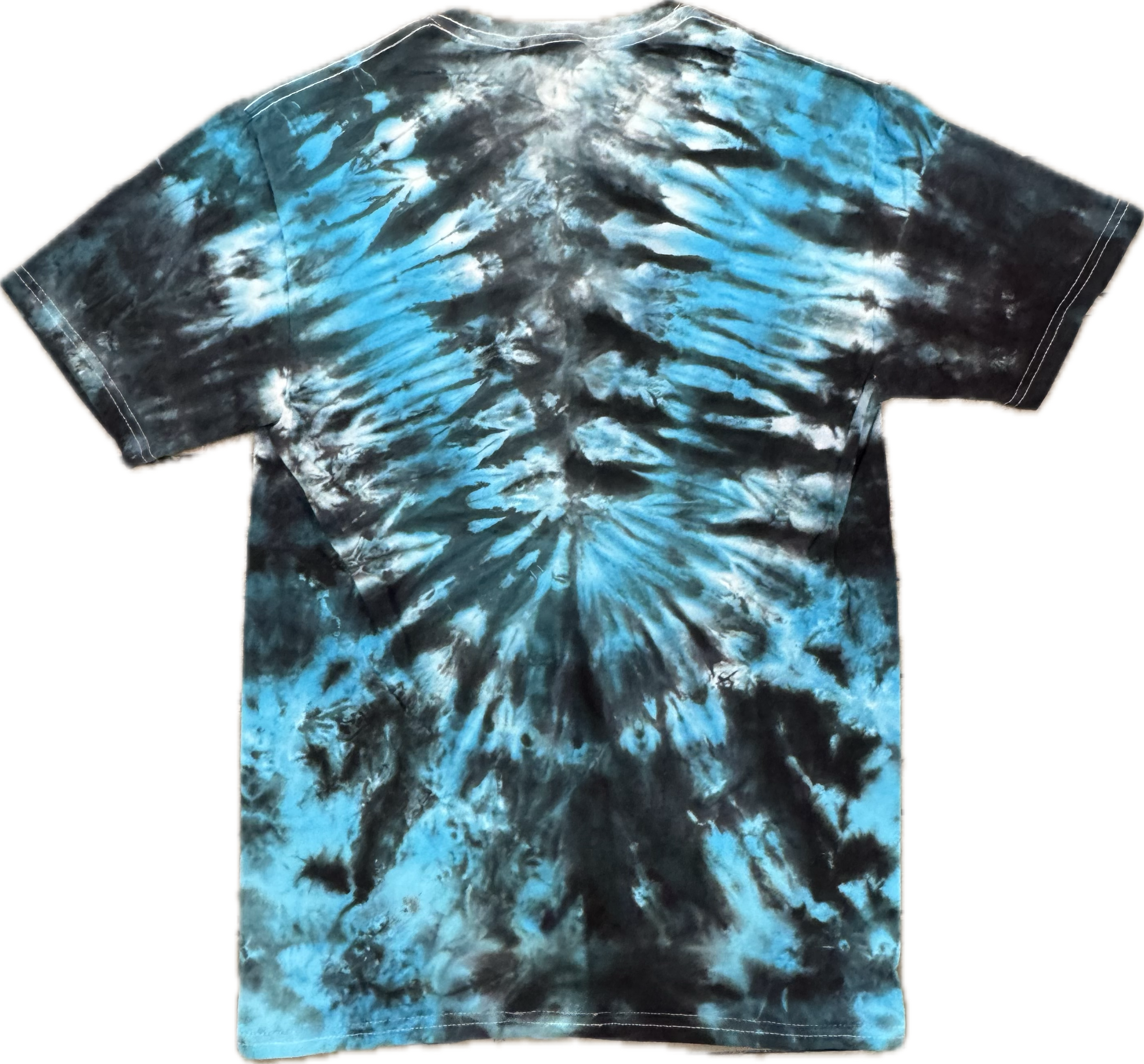 🌊 "Dive into bold style with this one-of-a-kind tie-dye tee." Handmade Tie-Dye T-Shirt – Adult Small (Blue & Black Burst)