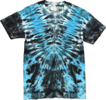 🌊 "Dive into bold style with this one-of-a-kind tie-dye tee." Handmade Tie-Dye T-Shirt – Adult Small (Blue & Black Burst)