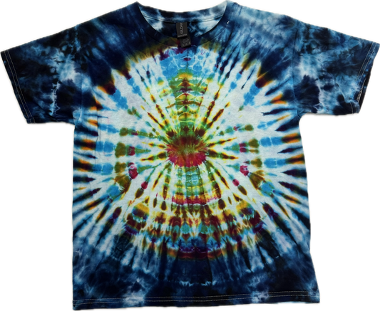🌈 Youth Tie-Dye T-Shirt – Medium | 100% Cotton Handmade Tee