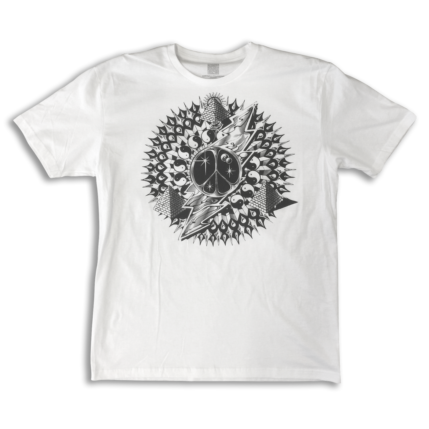 Lightning Bolt Peace Sign Pyramids 100% Cotton Short Sleeve T-Shirt