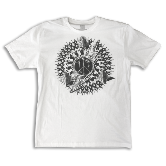 Lightning Bolt Peace Sign Pyramids 100% Cotton Short Sleeve T-Shirt